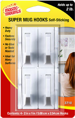 Magic Mounts - Super Mug Hook 4/pk Wht - 3710