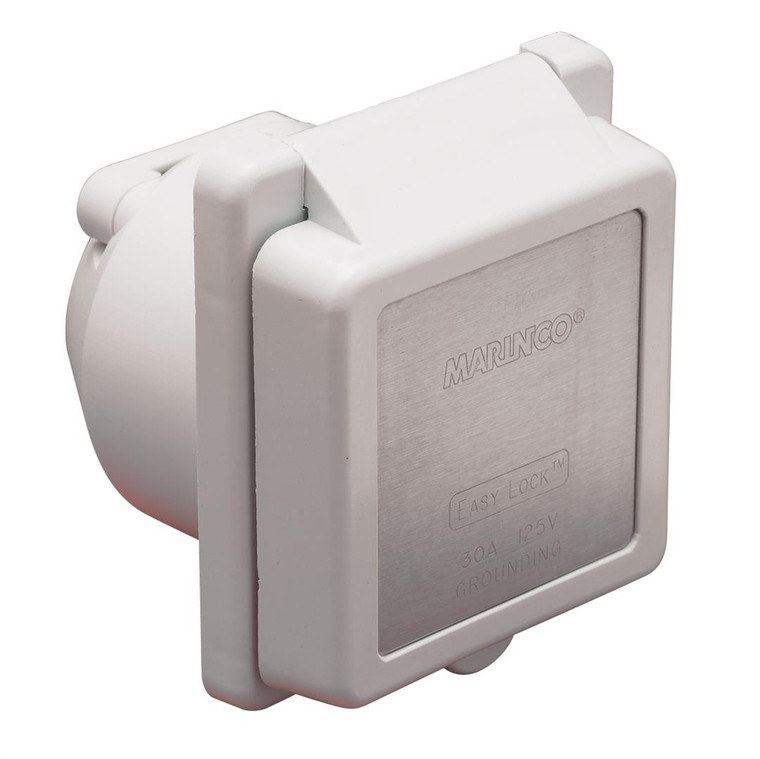 Marinco - Inlet  30a 125v  Square  White - 301EL-B