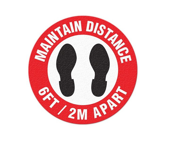 Top Tape - Maintain Distance Floor Sign (17  D - FS1045V