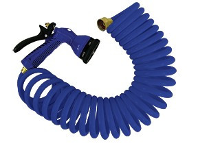 Whitecap Ind - Blue Coiled Hose W/nozzle - 15' - P-0440B