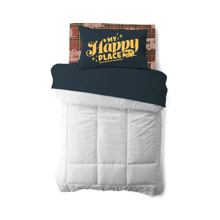 Camco 53120 Life Is Better At The Campsite Bed Sheet Set - Bunk, Red Plaid - 53120