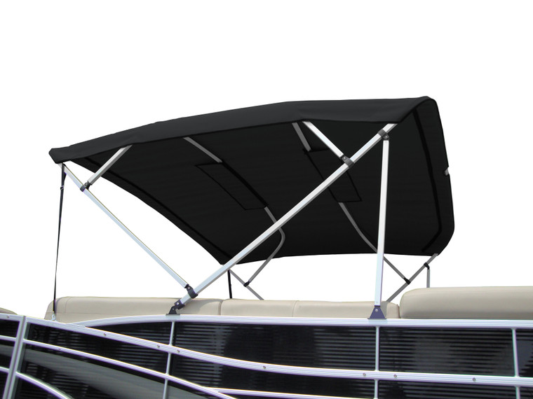 Carver S(8sq)4893ubl-02 8'l 4-bow Sq Tube Pontoon Bimini Top Kit With Light Cut-out & Zippered Sleeves - 48"h, Fits 96"-102" W, Black - S(8SQ)4893UBL-02