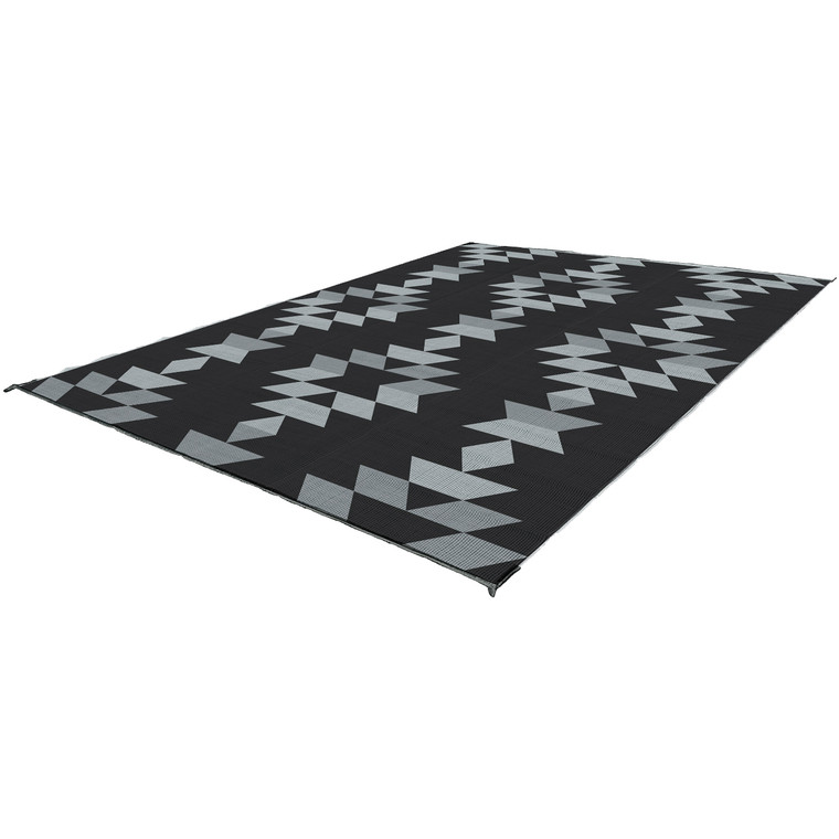 Kuma 880-km-mb-gb-12 Monterrey Boho Outdoor Mat - 12' X 9', Black/gray - 880-KM-MB-GB-12