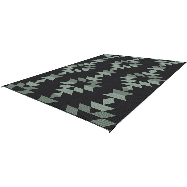 Kuma 880-km-mb-sg-12 Monterrey Boho Outdoor Mat - 12' X 9', Sage/black - 880-KM-MB-SG-12