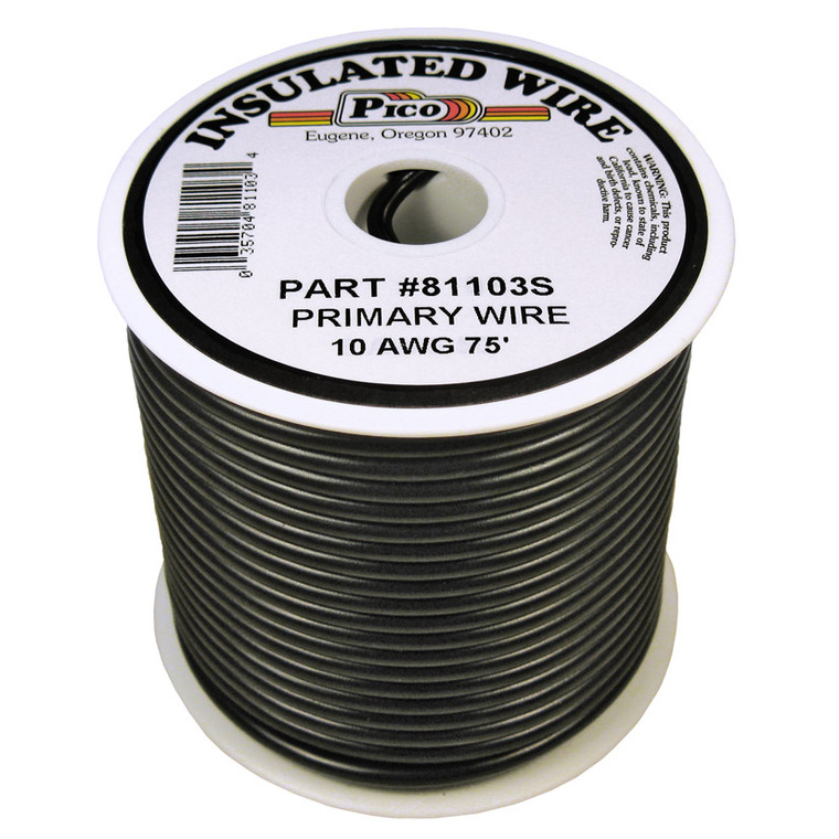 Pico 81103s Primary Wire - 10 Awg, Black, 75' Spool - 81103S