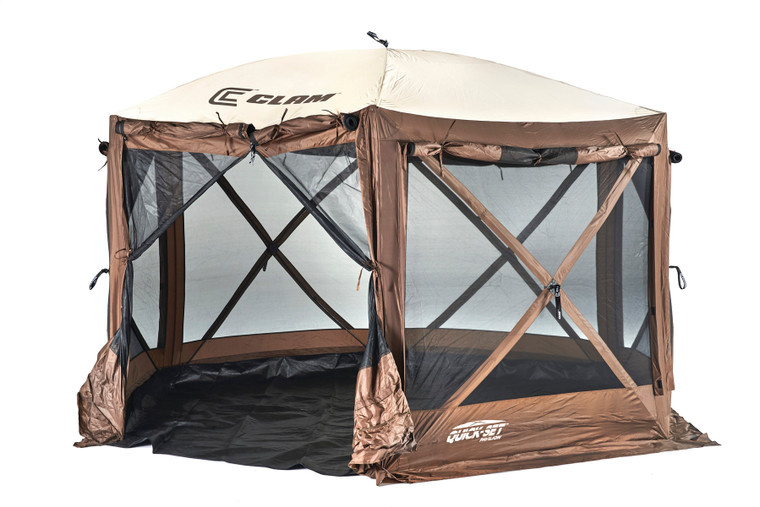 Quick-set By Clam 12876 Pavilion Camper 6-sided Screen Shelter With Zip Down Sides & Floor - 12876