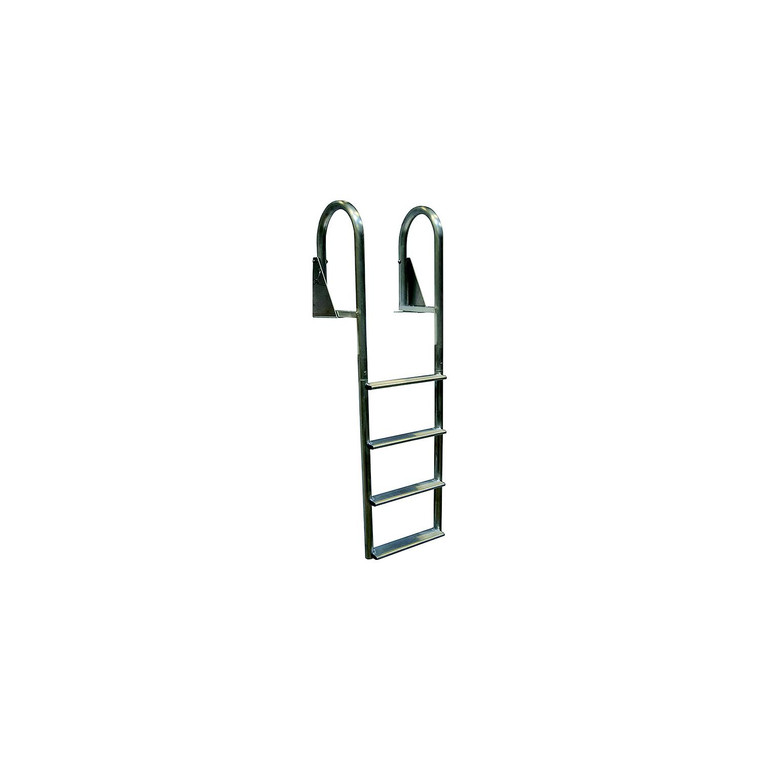 Dock Edge - Dock Edge DE2124F Aluminum Flip Up Wide Step Ladder, 4-Step - DE2124F