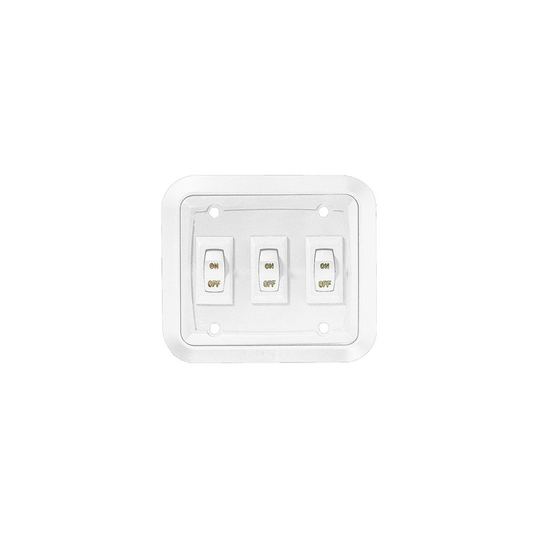 RV Designer - RV Designer S661 DC Triple Wall Switch in Plate, White - S661