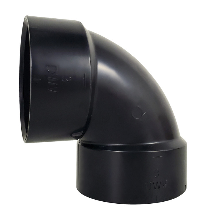 Icon 14841 Abs Fitting - 90â° Elbow, Short, 3", Hub-hub - 14841