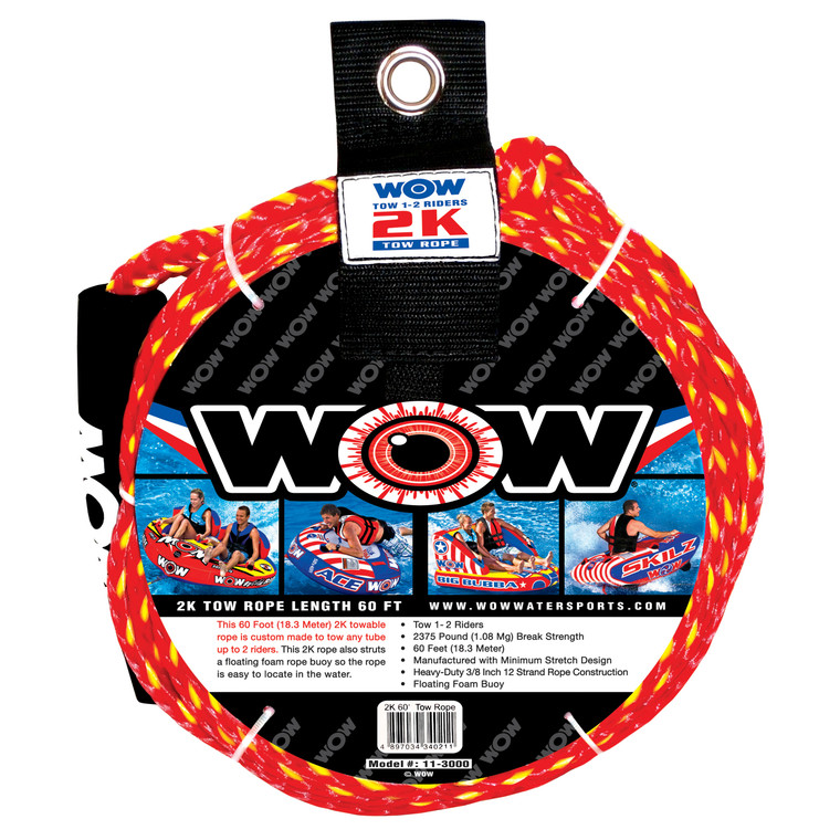 Wow Watersports 11-3000 Tow Rope - 2k 60', Red - 402073