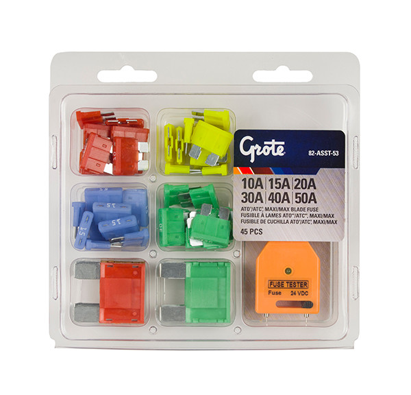 Grote 82-asst-53 Fuse Assortment Kit - Kit With Tester (10a, 15a, 20a, 30a) + (30a, 40a, 50a) - 82-ASST-53