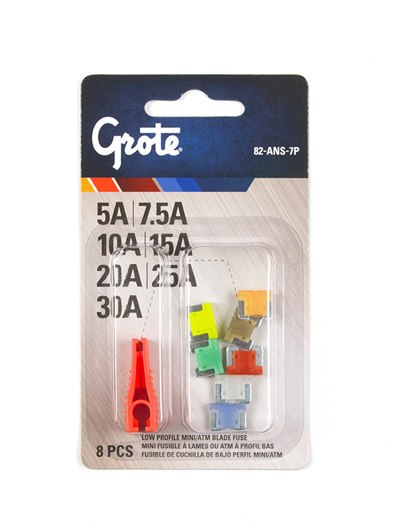 Grote 82-ans-7p Fuse & Circuit Protection Assortment Kit - Puller 8 Pack (5a, 7.5a, 10a, 15a, 20a, 25a, 30a) - 82-ANS-7P