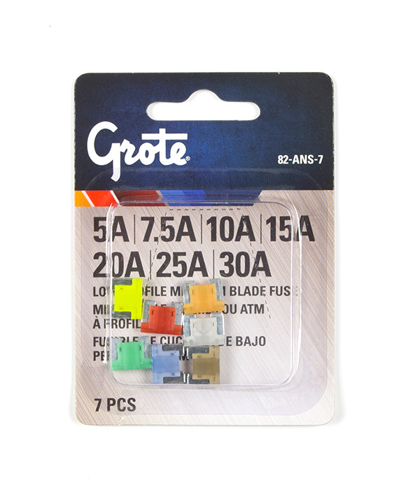 Grote 82-ans-7 Fuse Assortment Kit - Low Profile, 7-pack (5a, 7.5a, 10a, 15a, 20a, 25a, 30a) - 82-ANS-7