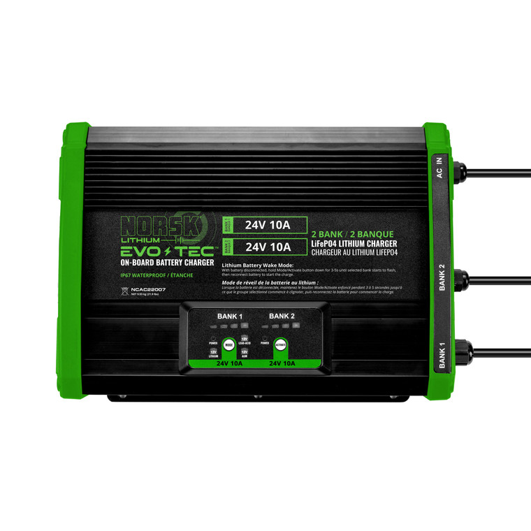 Norsk Ncac22007 Evo-tec 24v/24v 10a " 2 Bank On-board Charger - NCAC22007
