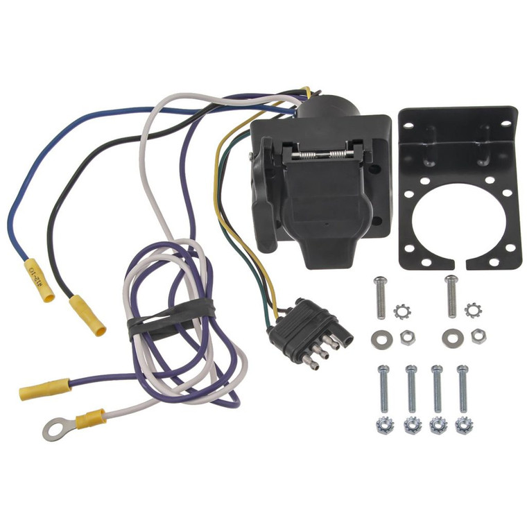 Pollak 4wf-667pfv 4-way Flat To Dual 7-blade & 4-way Flat Vehicle End With Bracket & Hardware - 4WF-667PFV