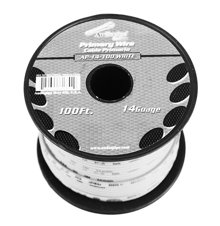 Audiopipe Primary Wire 14-Gauge 100 Foot Spool - White - AP14100WH