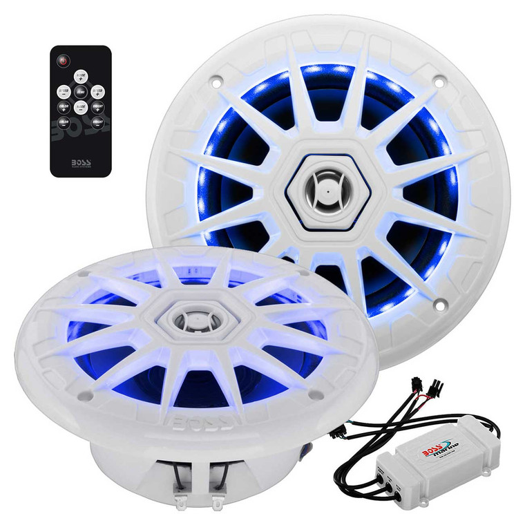 Boss Audio Marine 6.5 2-Way Speaker with RGB LED Illumination (White) - MRGB65 Boss Audio Marine 6.5 2-Way Speaker with RGB LED Illumination (White) - MRGB65