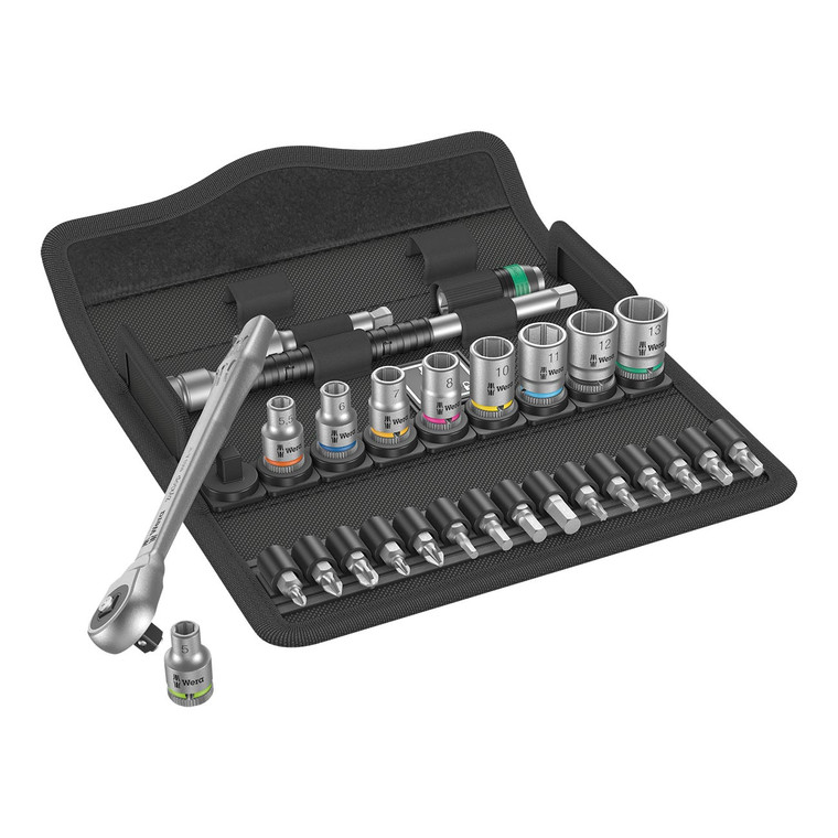 Wera Metric 1/4" Drive Metal Ratchet Set with Push-Through Square (28 Piece Set) - 5004017001 Wera Metric 1/4" Drive Metal Ratchet Set with Push-Through Square (28 Piece Set) - 5004017001