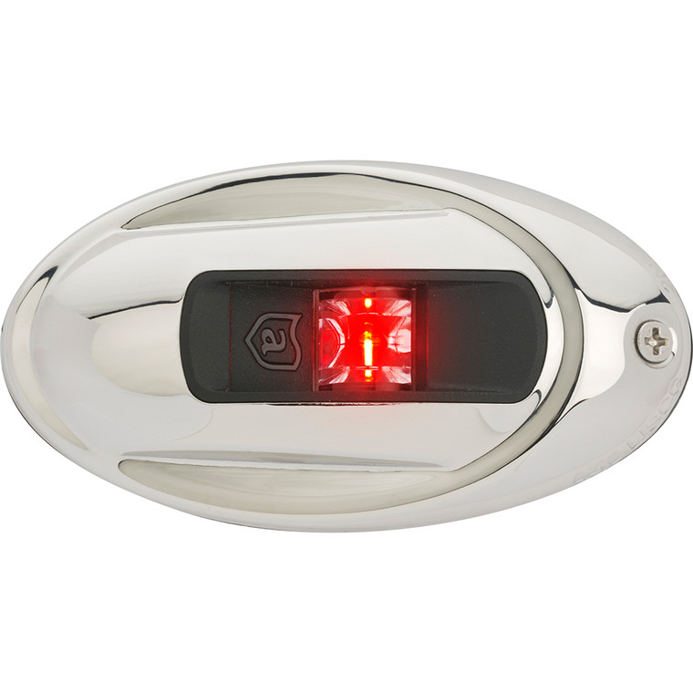 Attwood LightArmor Vertical Surface Mount Navigation Light - Oval - Port (red) - Stainless Steel - 2NM - NV4012SSR-7
