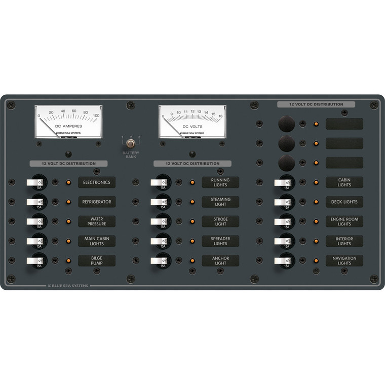 Blue Sea 8378 DC 18 Position Panel - White - 8378 Blue Sea 8378 DC 18 Position Panel - White - 8378