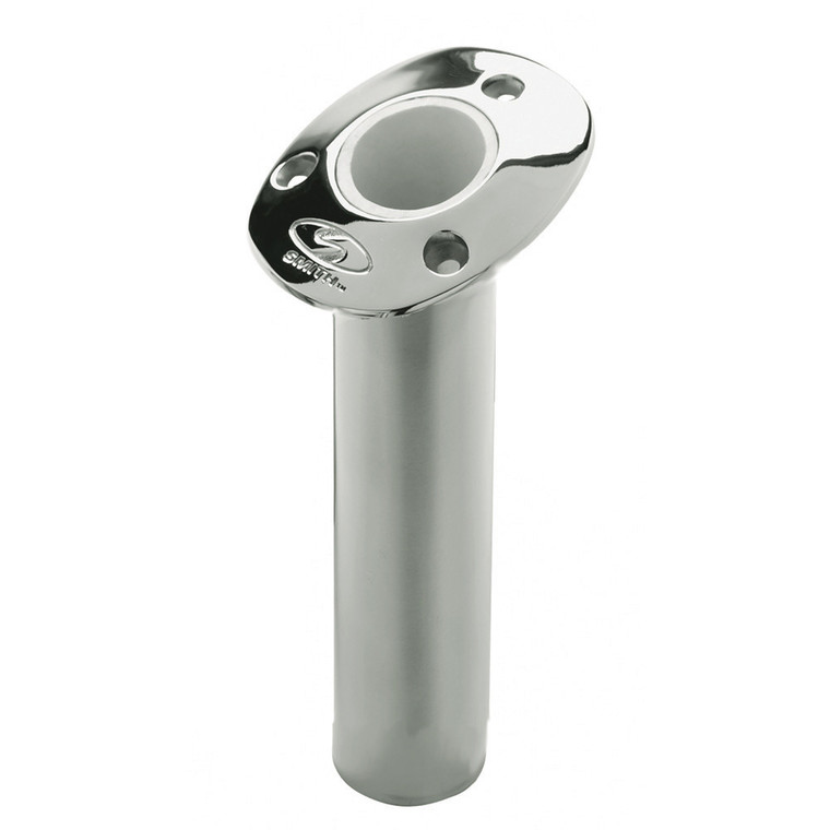 C.E. Smith Flush Mount Rod Holder - 15 Degree  9" Depth - Stainless Steel - Cast Gimbal - White Vinyl Liner - 53671CA