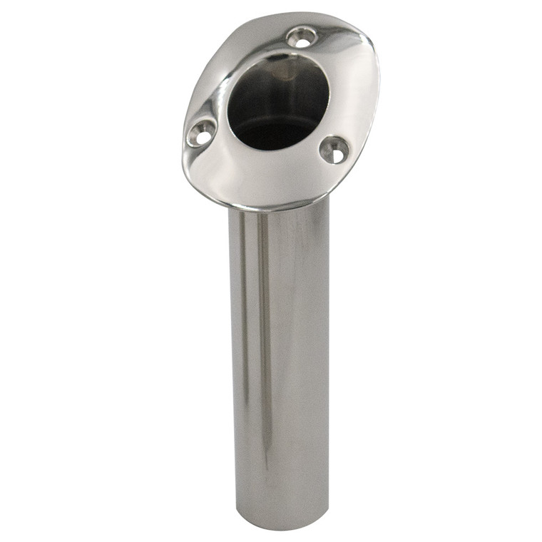 C.E. Smith 70 Series Standard Flush Mount Rod Holder - 30 Degree - Stainless Steel - Gimbal Bar Bottom - Black Liner - 536720