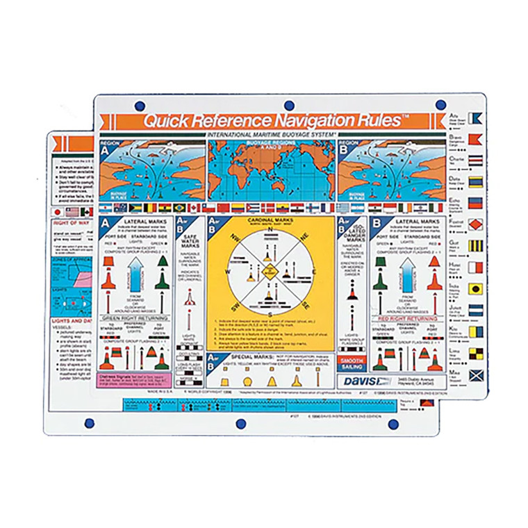 Davis Quick Reference International Navigation Rules Card - 127 Davis Quick Reference International Navigation Rules Card - 127
