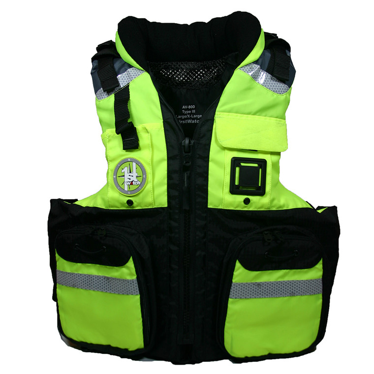 First Watch AV-800 Four Pocket Flotation Vest - Hi-Vis Yellow - XXL to3XL - AV-800-HV-2XL-3XL