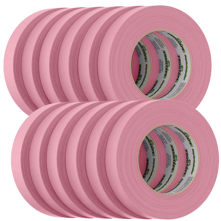 FrogTape CP 325 Medium-High Adhesion Masking Tape - 24MM x 55M x 12-Pack - Pink - Rated f/325 DegreeF - 105333