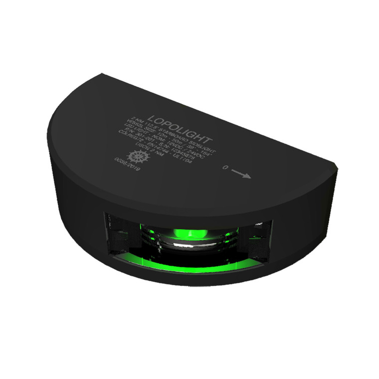 Lopolight Series 301-001 - Starboard Sidelight - 2NM - Vertical Mount - Green - Black Housing - 301-001-B Lopolight Series 301-001 - Starboard Sidelight - 2NM - Vertical Mount - Green - Black Housing - 301-001-B