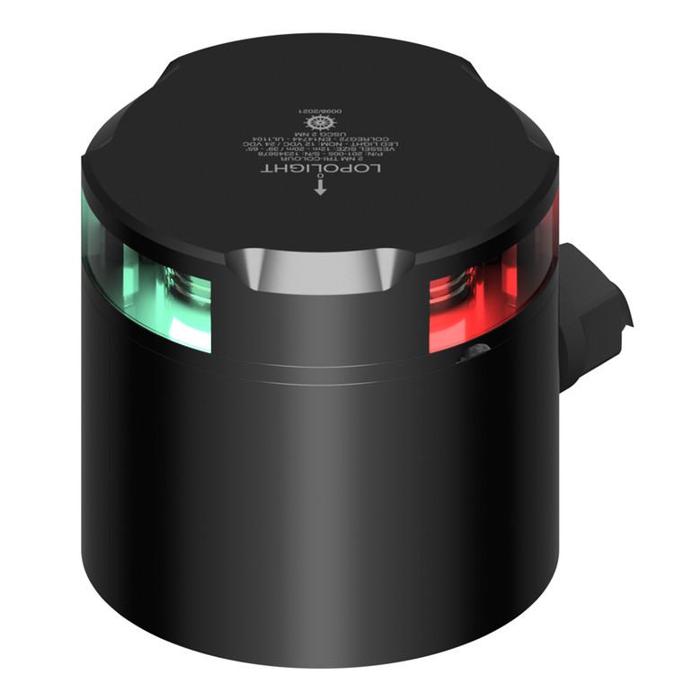 Lopolight Tri-Color Nav Light - 2NM - Black Housing w/IP68 POM Base  Connector - 201-005-B TB