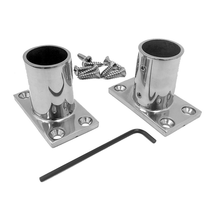 NavPod Stainless Steel Feet f/1.25" Diameter AngleGuards or Stanchion Kits (Rectangular Base) w/Hardware - SS125-REC-KIT
