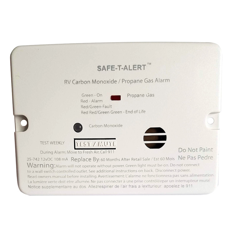 Safe-T-Alert Combo Carbon Monoxide Propane Alarm - Flush Mount - Mini - White - 25-742-WHT