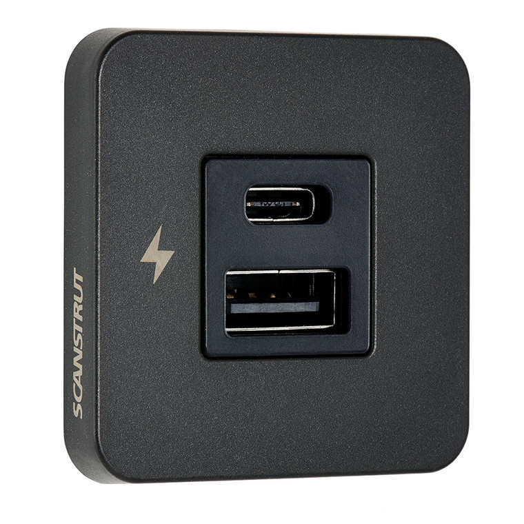 Scanstrut TILE USB-A/USB-C Interior Charging Socket - 12/24V - Black Bezel - SC-TILE-10