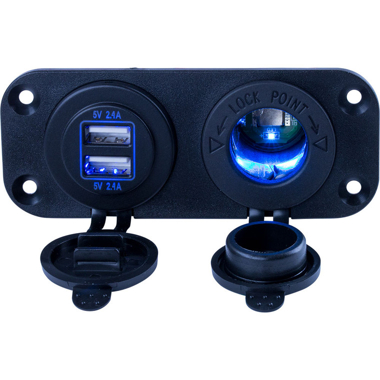 Sea-Dog Double USB  Power Socket Panel - 426505-1