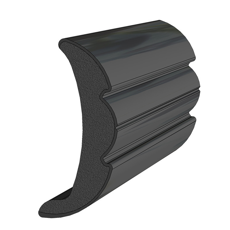TACO Rigid Vinyl Flex-Core Rub Rail 2" x 7/8" - Black 60' - V21-9906BKA60D-1