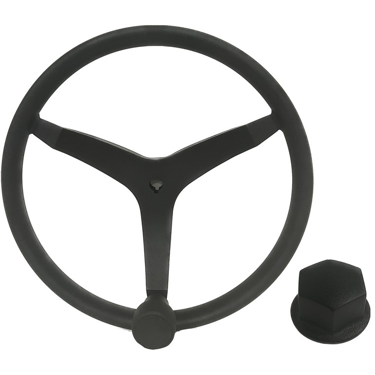 Uflex - V46 - 13.5" Stainless Steel Steering Wheel w/Speed Knob  Chrome Nut - Black - V46B KIT