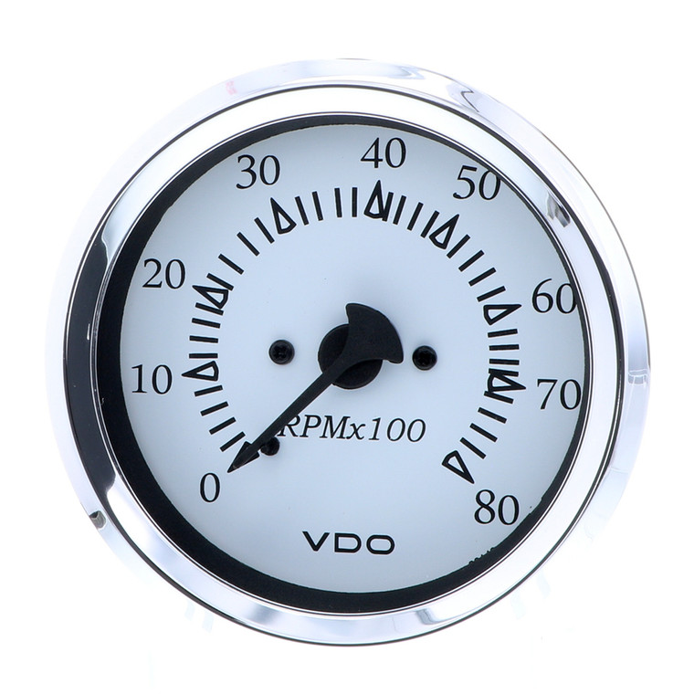 VDO Cockpit Marine 85MM (3-3/8") Outboard Tachometer - White Dial/Chrome Bezel - 333-15275
