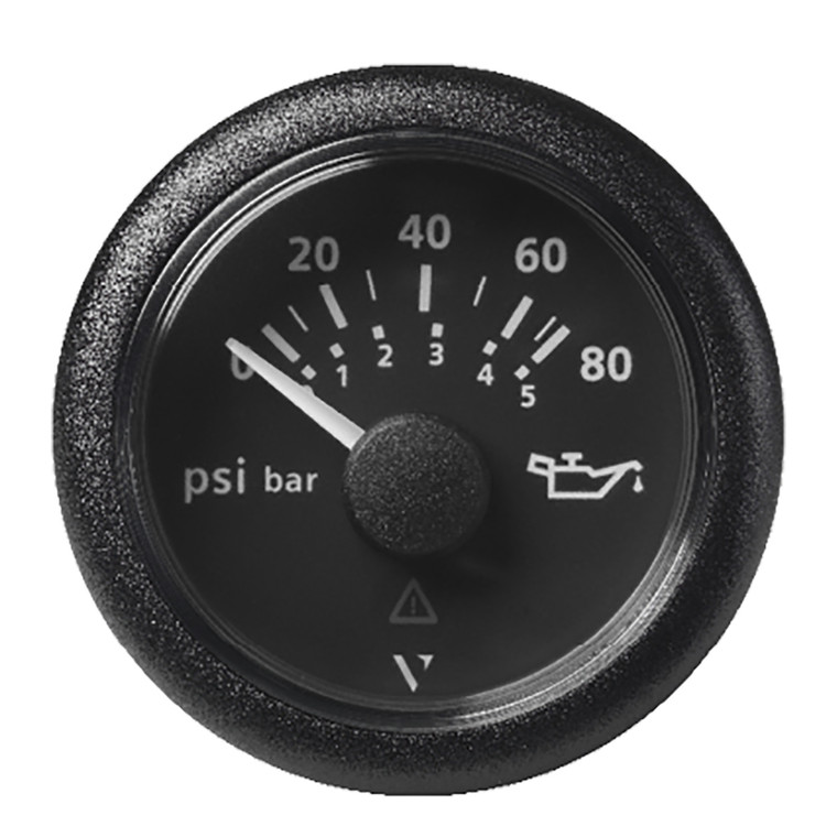Veratron 52MM (2-1/16") ViewLine Oil Pressure Gauge 80 PSI/5 Bar - Black Dial  Round Bezel - A2C59514128