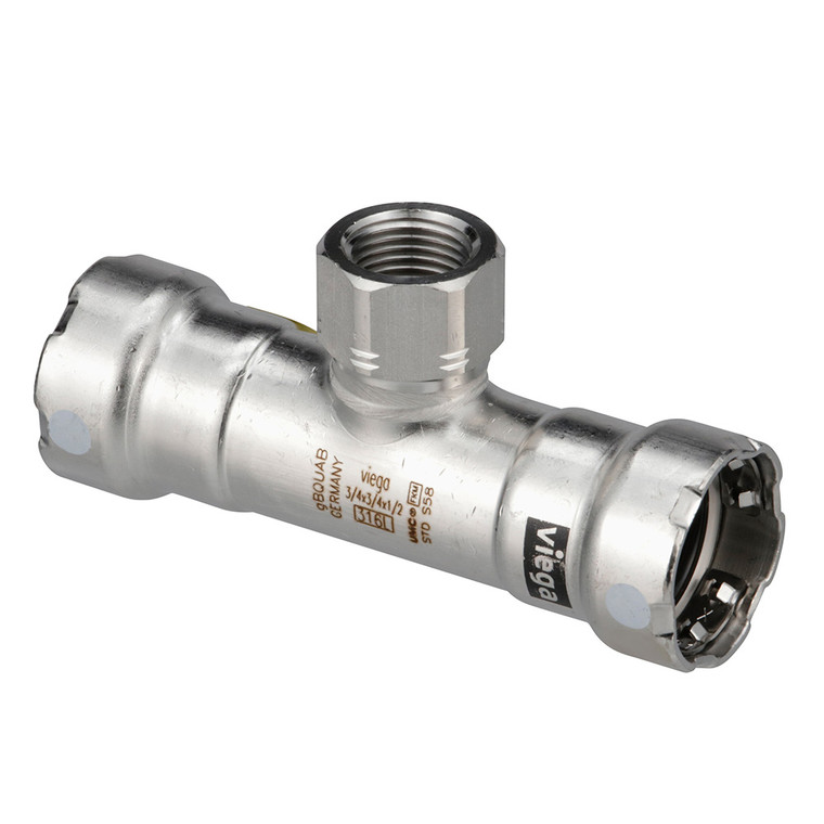 Viega MegaPress 316 FKM Tee w/FPT - 1-1/4" x 1-1/4" x 1/2" (FPT) - 91865 Viega MegaPress 316 FKM Tee w/FPT - 1-1/4" x 1-1/4" x 1/2" (FPT) - 91865