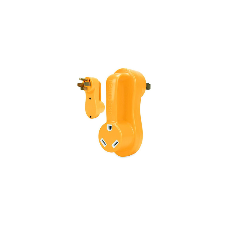 Camco 55135 Power Grip Offset Adapter - 50 amp to 30 amp RV Power Adapter, 55135 - 55135
