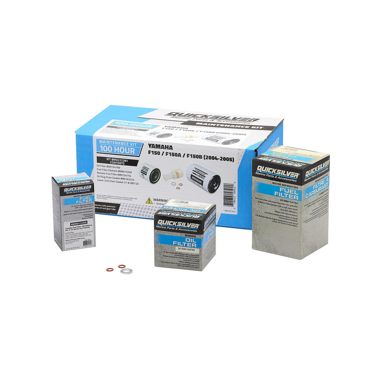 Quicksilver 8M0222281 100 Hour Maintenance Kit, Yamaha F150/F150A/F150B - 8M0222281