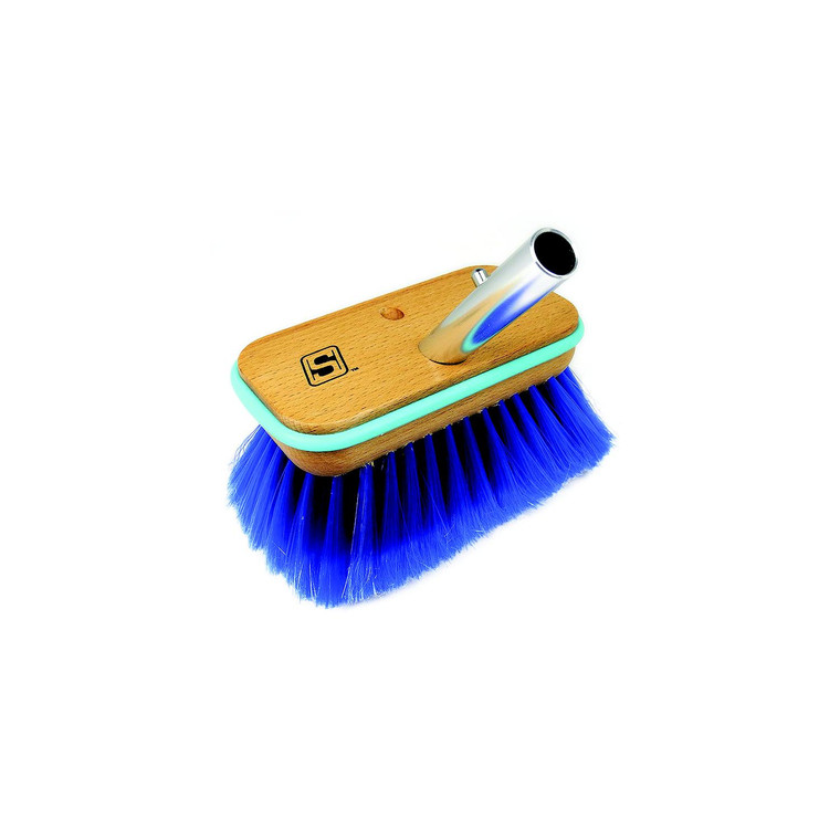 Seachoice 90453 Deck Brush with Bumper - Wood, Size: 6", Extra Soft (Blue Poly) - QYM0106-BES