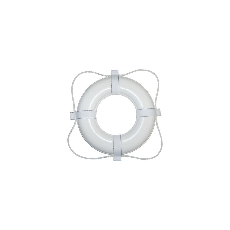Taylor Vinyl Coated Foam Life Ring, 20" White w/White Rope, 1/case - 365