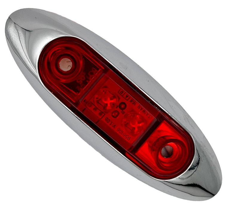 Rv Designer - Red Oblong W/ Chrome Bezel Led Mark - L933