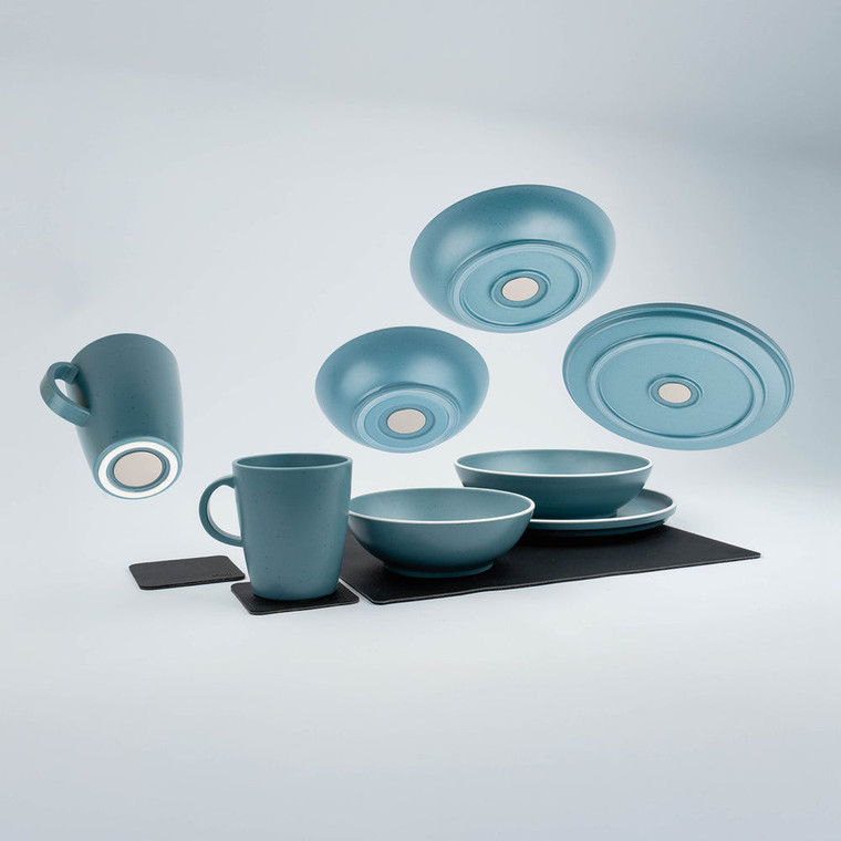 Silwey Magnetic - Tableware Set Dolomit Blue + Metal- - SYBR-KGS-11-B