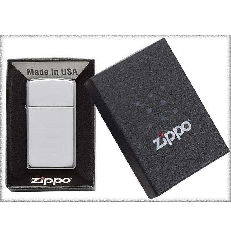 Zippo Windproof Lighter Slim Case High Polish Sterling Silver - 1500