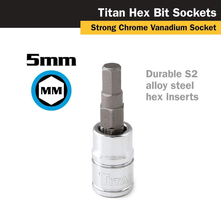 Titan 1/4" Drive Metric Socket: 5mm Hex Bit - 15605