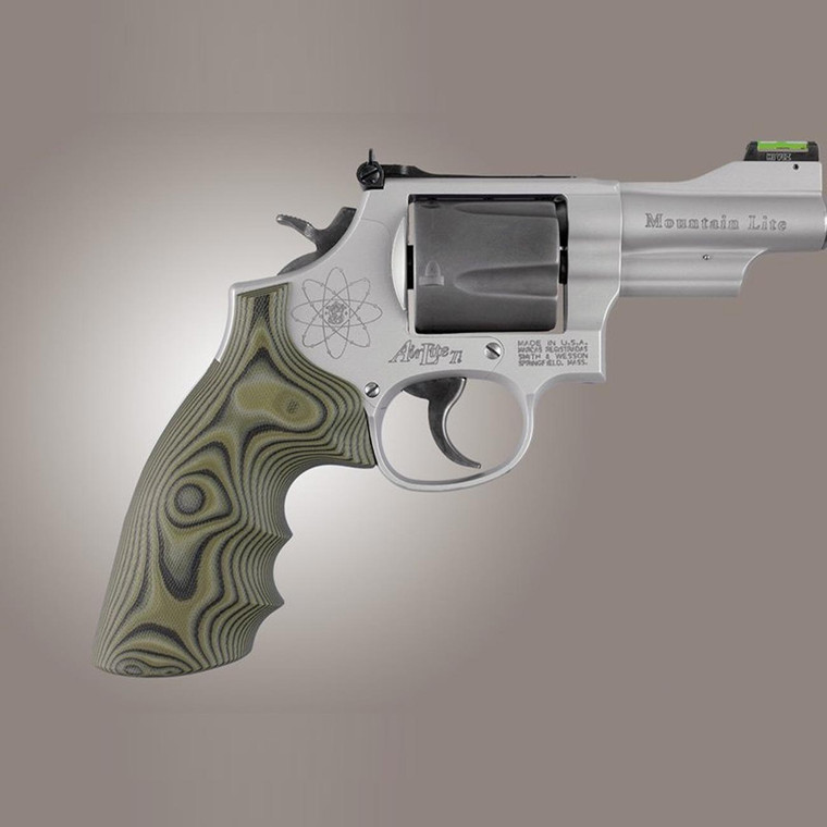 Hogue S&w K&l Frame Round Butt Conversion Finger Grooves Smooth G10  G-mascus (green Lava) - 19168