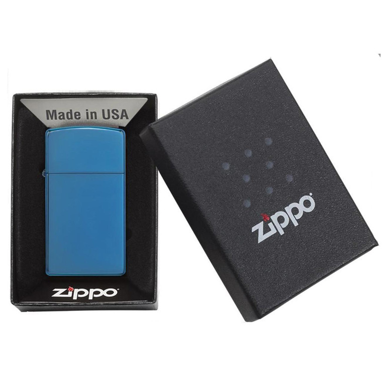 Zippo Windproof Lighter High Polish Blue Slim Case - 20494